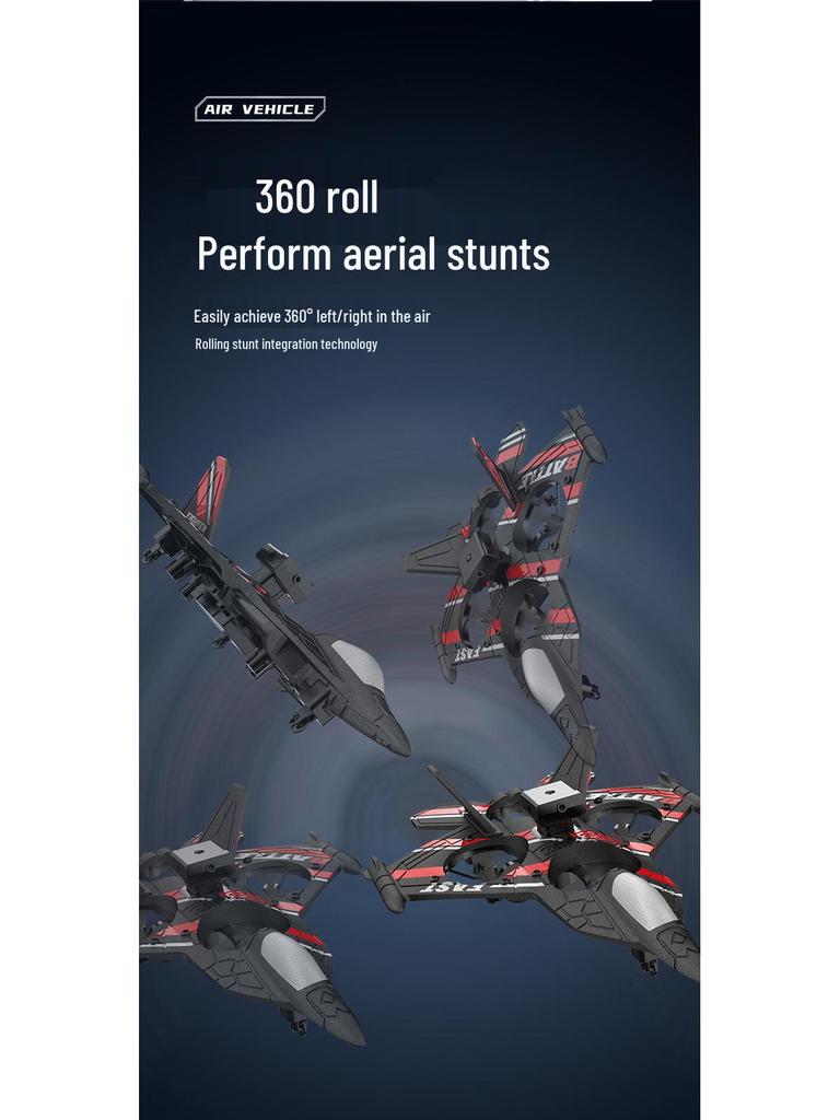 Remote Control Foam Fighter Drone with Lights & Camera - Crash-Resistant, Obstacle Avoidance Airplane Toy for Kids.