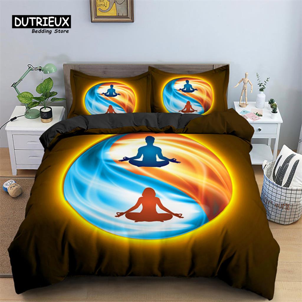 Stylish Soft Yoga Meditation Size Polyester 2 3pcs Lotus Sitting Position With King Queen Comforter