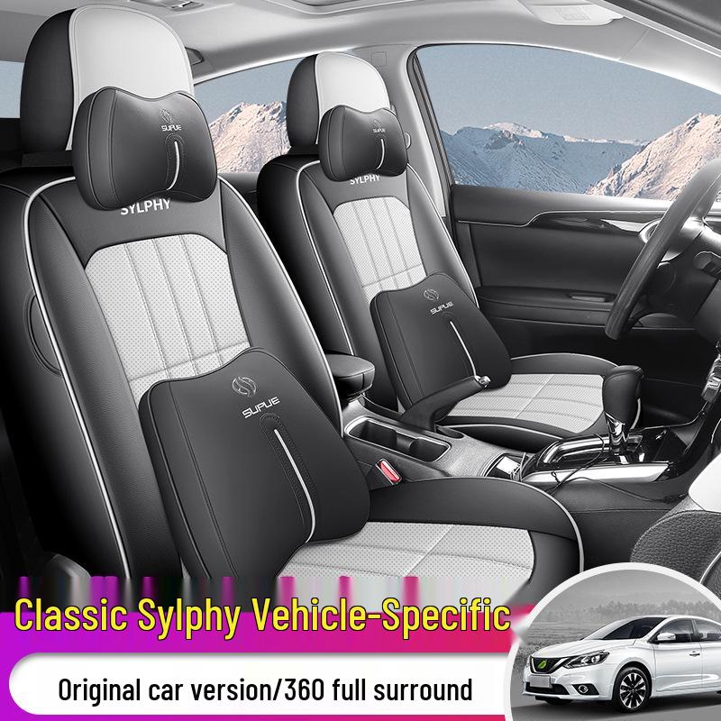 Classic Sylphy Leather Car Seat Cushion - Full Coverage All-Season Universal Cover