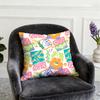 1Pcs Cushion Cover, With Intertwined Geometric + Flower Patterns In Pink, Orange And Green, Bright And Lively Style, Double-Si