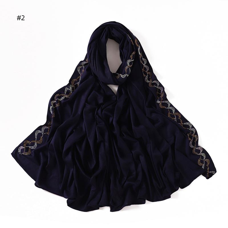 New Rhinestone Hijab for Women Gold Silver Diamond Muslim Headscarf Soft Breathable Jersey Wrap Eid Ramadan Fashion Accessories