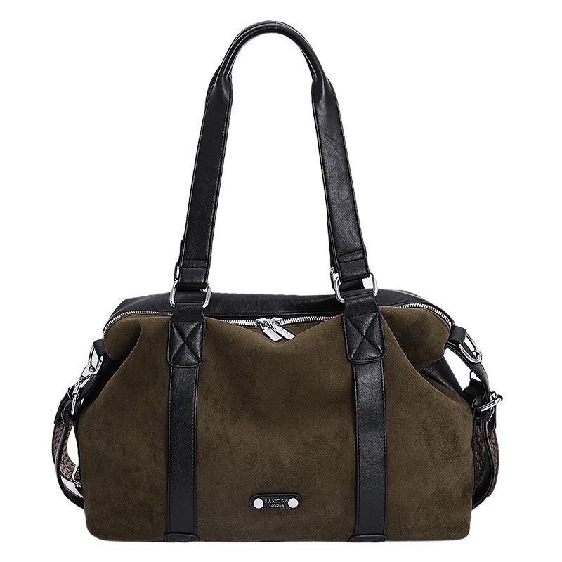 

Casual suede 2025 new simple commuter tote bag large capacity Maillard handbag retro shoulder bag зелёный