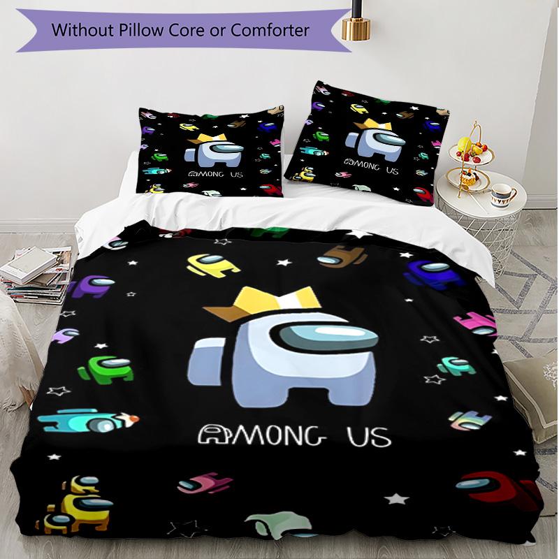 3pcs Duvet Cover Set (1*Duvet Cover + 2*Pillowcase, Without Core), Among Us Print Soft All‑Season Bedding Set, Home Bedroom Decor Gift