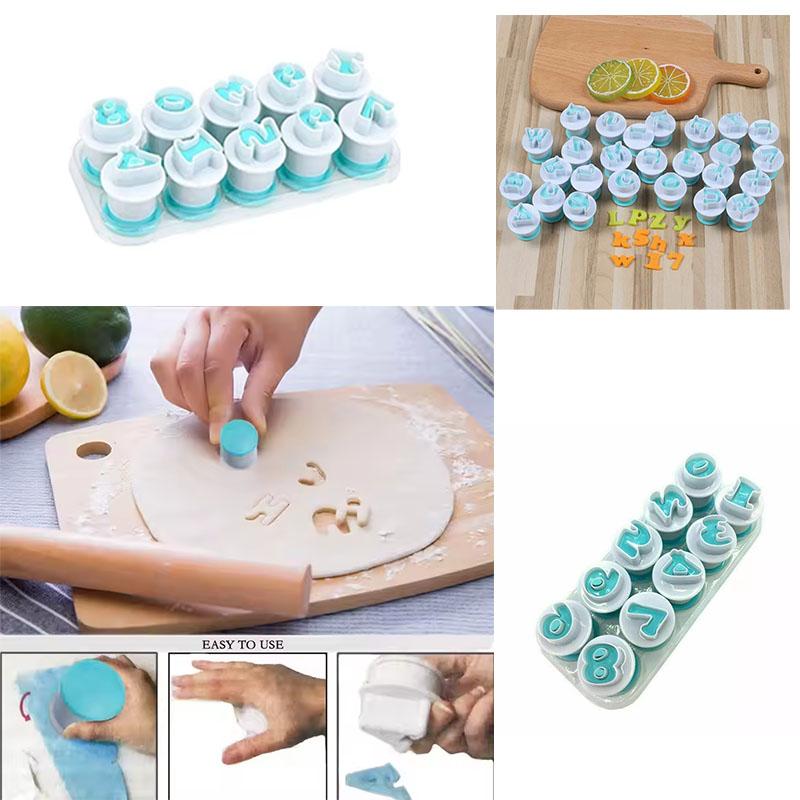 Alphabet Number Letter Fondant Mold Cake Decorating Set Icing Cutters Moulds for DIY Cookies Baking Tools Edible Letter Numbers