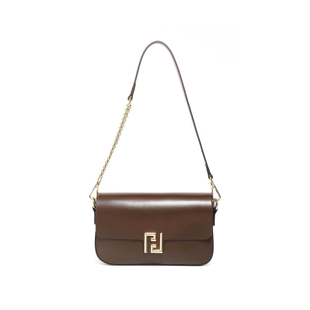 

Темпераментная женская сумка Новая кожаная на плечо Маленькая квадратная сумка Подмышечная женская сумка Сумка темно-коричневого