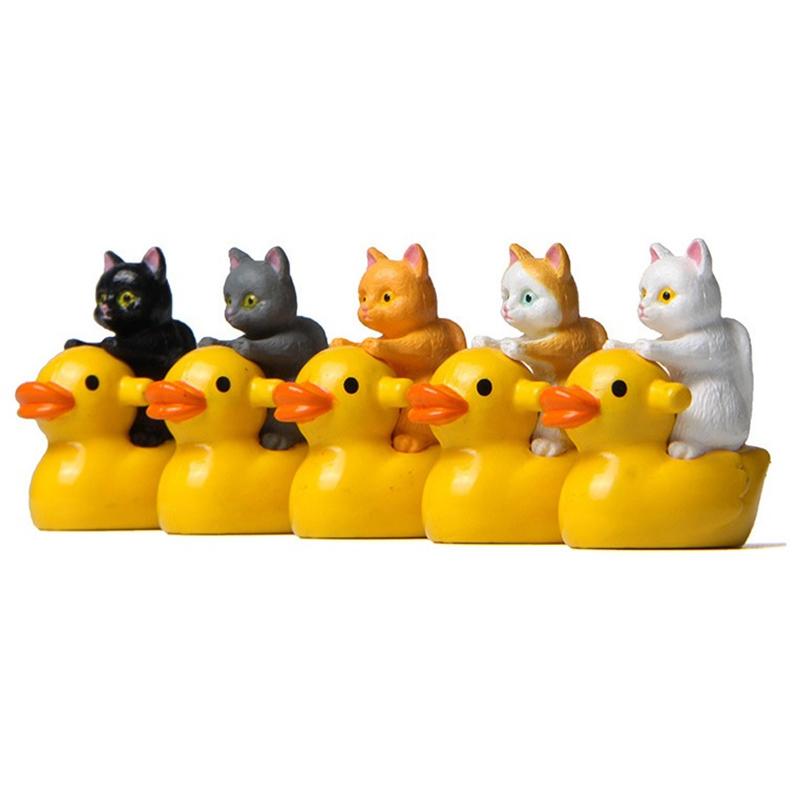 

Кошка Маленькая желтая утка Миниатюрные украшения ручной работы Украшение домашнего сада