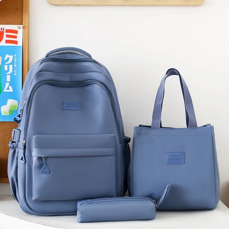 Three-piece nylon backpack student bag