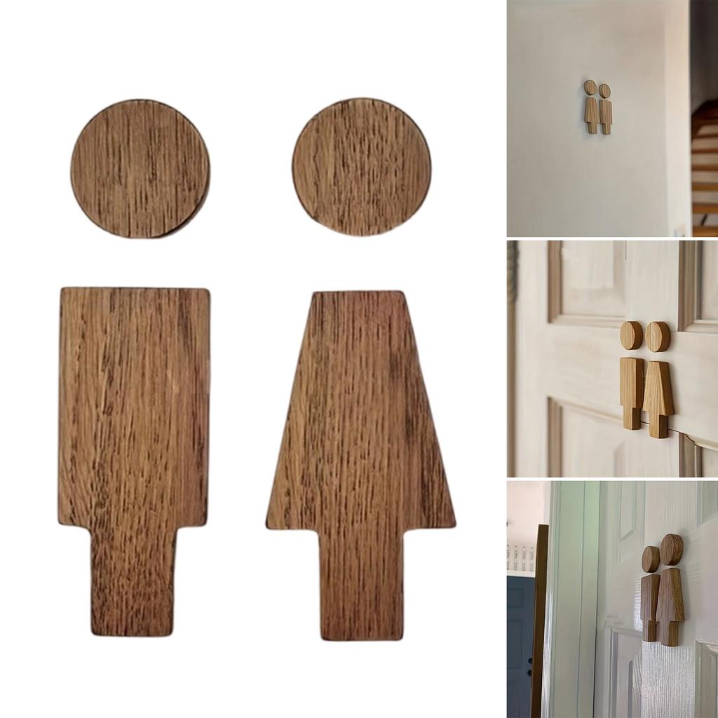 Men and Women Wood Toilet Sign Set for Home Office Restaurant Decors Bathroom Door Signs Restroom Signage Wall Decors