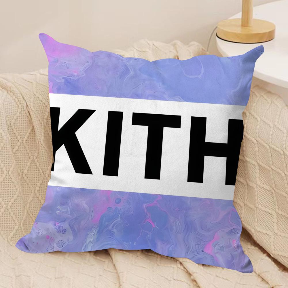 Classic Logo KKITH Cushion Cover Short Plush Doublesided Print Square Throw Pillow Covers Sofa Home Cushion Decor