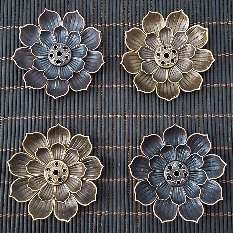 1pc Portable Alloy Incense Stick Holder with Lotus Design, Zen Meditation Incense Burner for Home Decor (Without Incense)