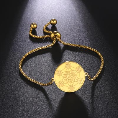 Dawapara Metatrons Cubo Kabbalah Rei Salomão Selo Moeda Pulseira Presentes para Mulheres Geometria Sagrada Amuleto Aço Inoxidável Jóias