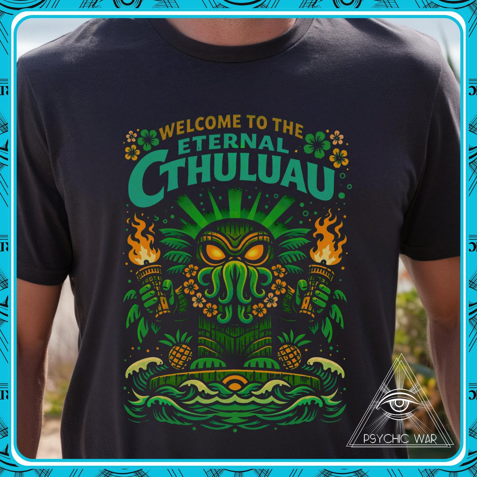 Tiki Cthulhu Luau T-Shirt Eternal Cthuluau Retro Horror Tiki Shirt Spooky Island Monster Lovecraft Tropical Sci-fi Sacrifice M