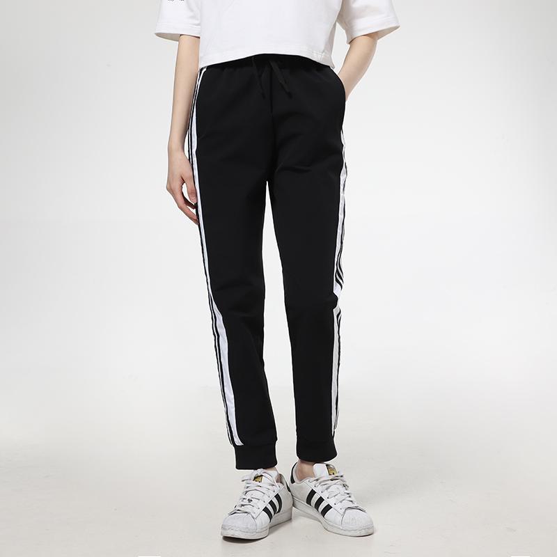 Adidas Casual Striped Loose Knit Sweatpants Women Bottoms Black GT4408