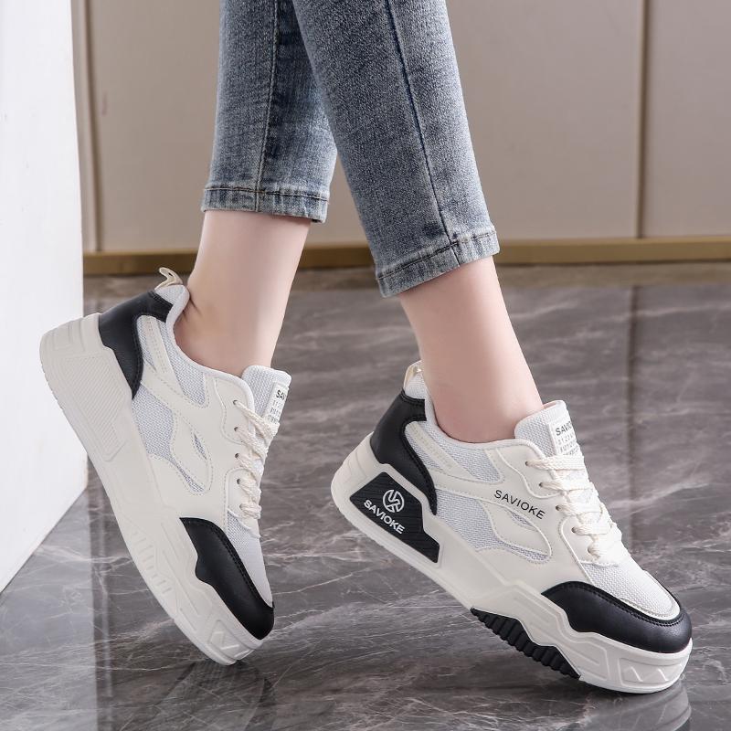 Fashion CRLAYDK Summer Women's Platform Sneakers Skateboard Walking Casual Shoes Ladies Breathable White Lace Up Sports Shopping Tennis