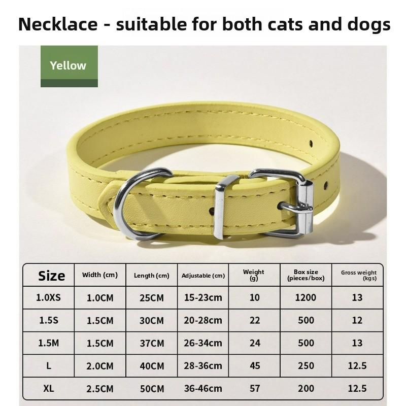 Pet Collar Large Dog Chain Waterproof and Wear-resistant Dog Cat Collar PU Leather Medium and Small Dog Bell Collar
