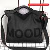 Tote Bag - Large Capacity Women’s Shoulder Handbag with Bold Black Lettering, Lightweight & Durable for Daily Commute, Travel, Beach, Zipper Closure