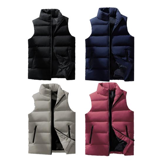 Vest Frakk Glidelås Stativ Krage Ermeløs tynn vest med lommer Ensfarget vindtett vest Yttertøy