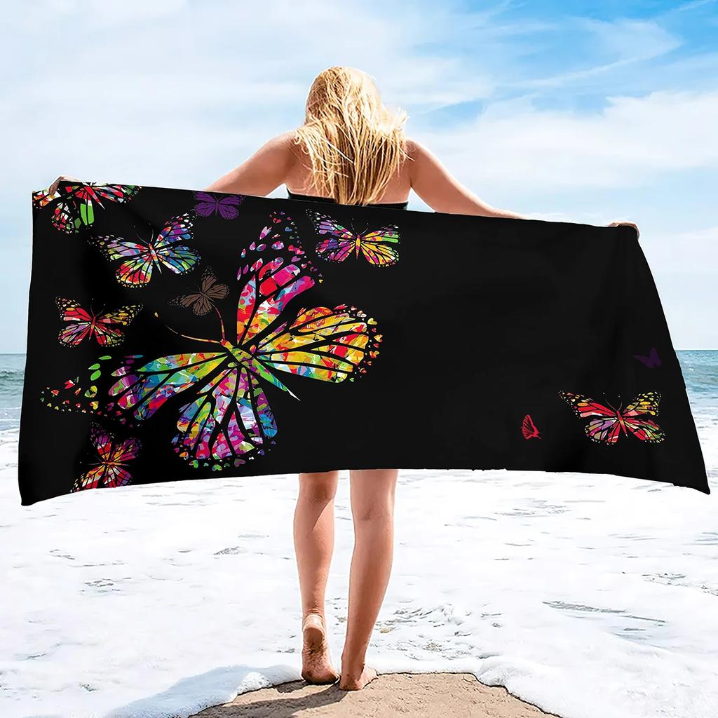 Butterfly Beach Towel Soft Floral Beach Blanket Absorbent Quick Dry Bath Towels Pool Travel Beach Towels for Adults Swim Cover