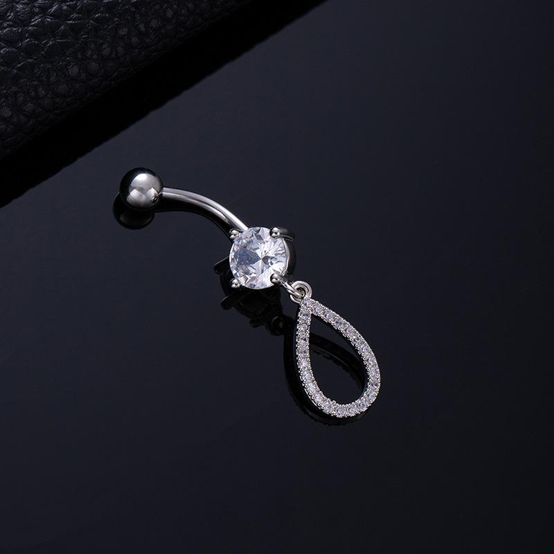Colored Zircon Spiral Navel Nail Wind Star Moon Navel Ring Pierced Tassel Navel Buckle
