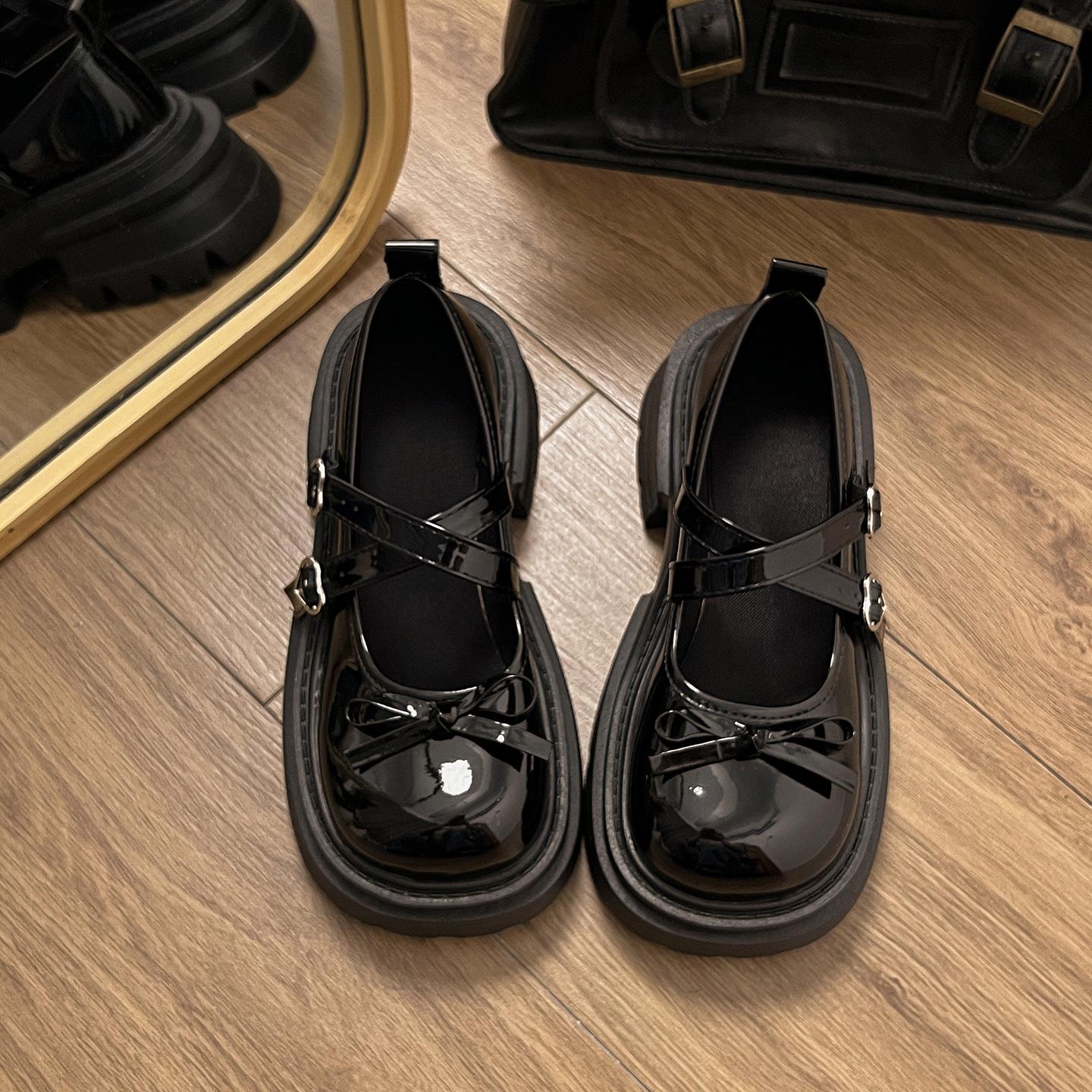 White thick-soled light-mouth thick-heeled single shoes women s skirt Mary Jane shoes 35