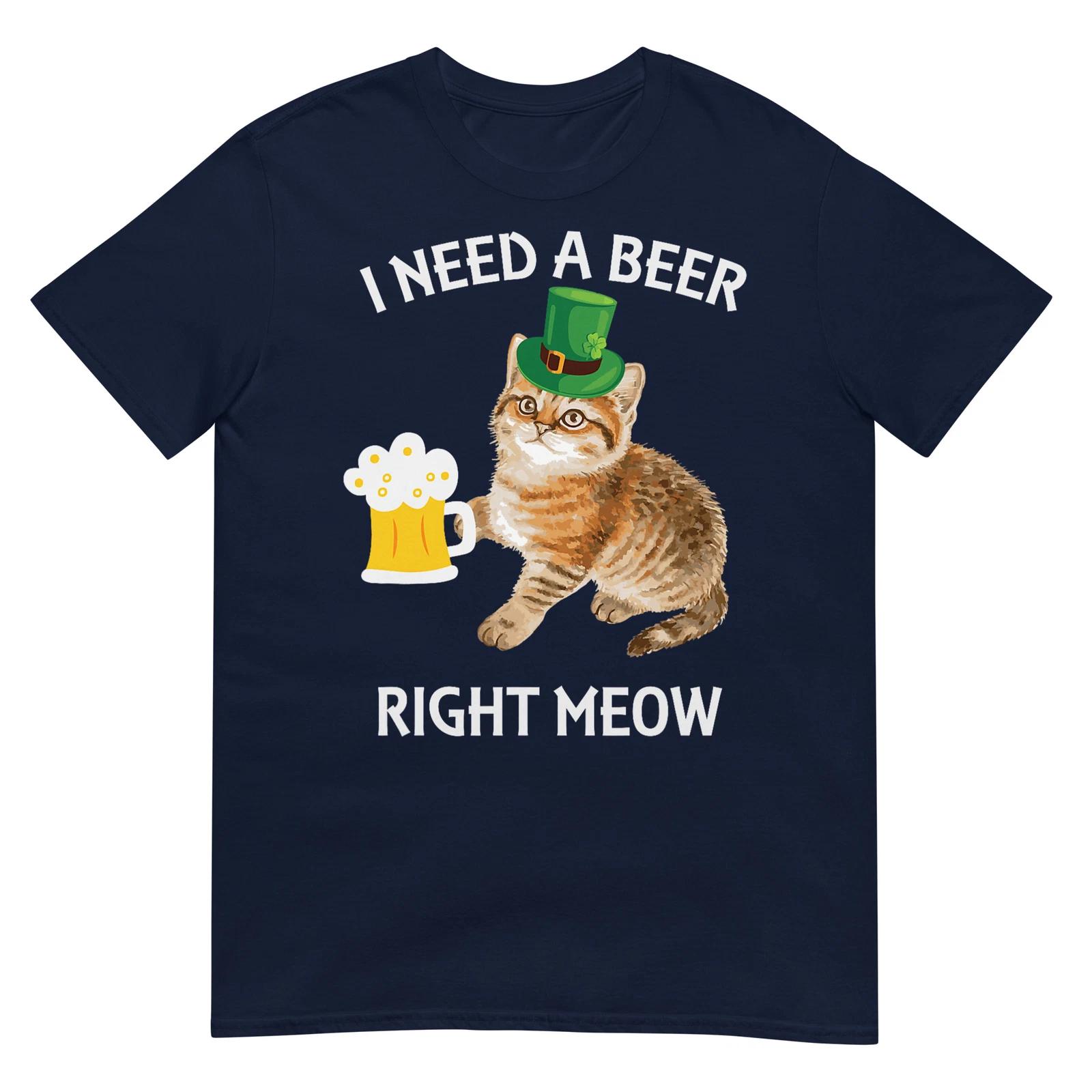 Funny Irish Beer Cat St Patrick s Day Drinking With Hat T-Shirt S