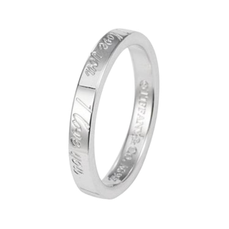

Tiffany & Co. Серія Кохання Я тебе кохаю Вигравірувана Срібна каблучка 925 проби Унісекс каблучка 12363032 Box+Shopping Bag,4.5