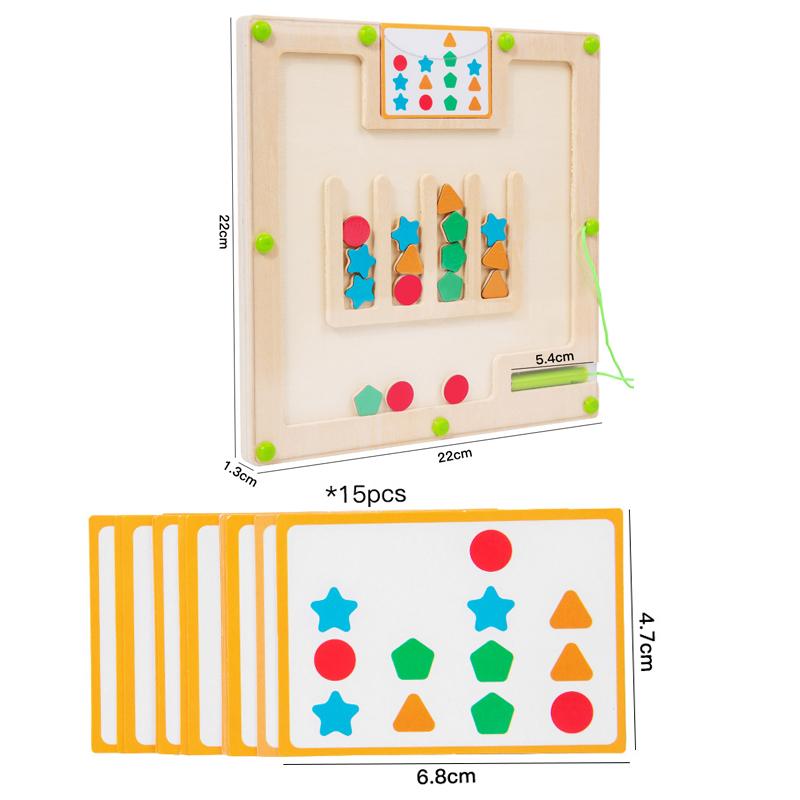 Kid Magnetic Shape Matching Maze Board Montessori Geometry Color Cognition Sorting Sensory Toy Fine Motor Skill Educational Game
