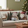 45cm Peach Skin Velvet Christmas Pillow Cover 3D Visual Cartoon Imitation Embroidery Linen Printed Sofa Pillowcase Festive Decor