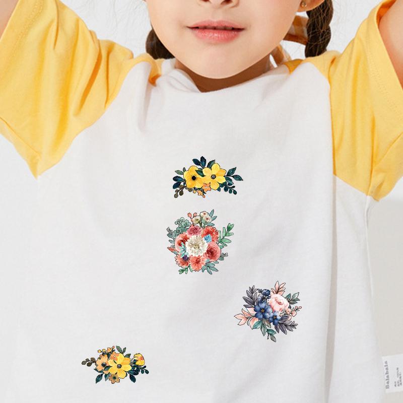 Autocolant pentru îmbrăcăminte Set de flori noi Patch-uri pentru haine pentru păpuși pentru animale de companie, presă la căldură, aplicate, perecuri, ropa, transfer termic, personalizat