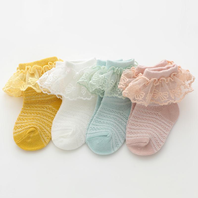 Children Baby Girls Socks Newborn Infant Cute Sweet Lace Patchwork Socks Soft Lightweight Non-slip Socks Infant Socks 0-3 Year