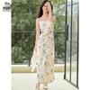 Women's Floral Strappy High-Waist Midi Dress