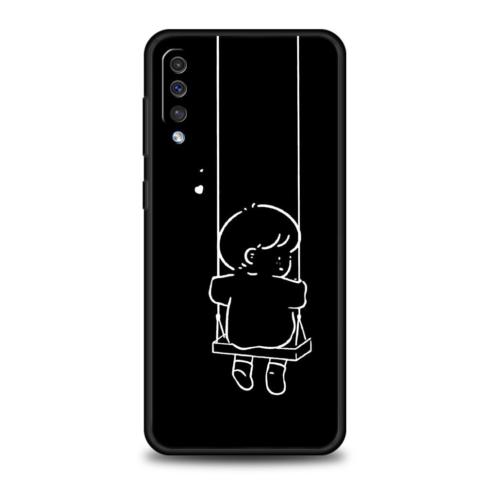 Couple Cartoon Aesth Sun Moon Case For Samsung A54 A52 A24 A14 A50 A70 A10 A40 A20S A20E A06 A12 A22 A34 A42 5G A04s A16 Cover