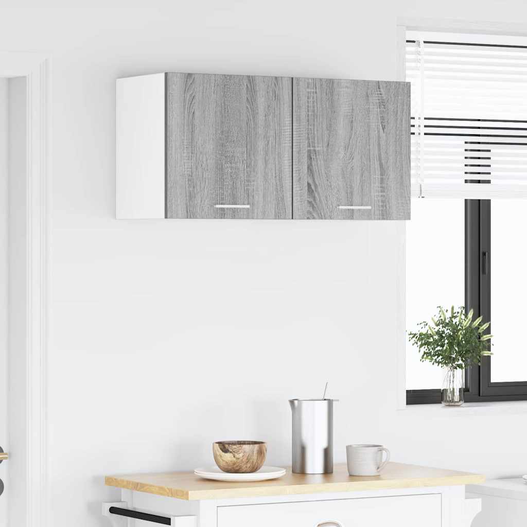 Hanging Cabinet with Door 2 pcs Grey Sonoma and White 40 x 31 x 40 cm
