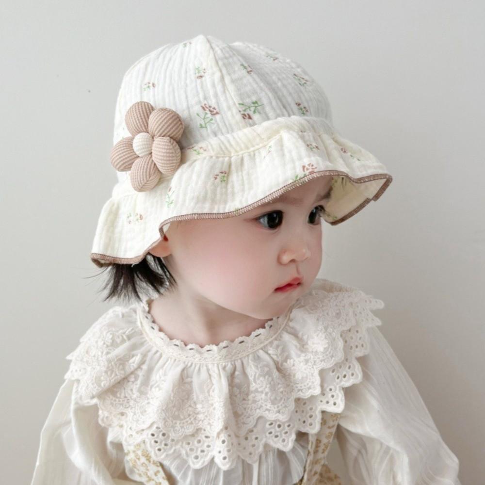 Thin Baby Girl Bucket Hat Sweet Flower Kids Outdoor Sunscreen Hat Cute Panama Fisherman Cap