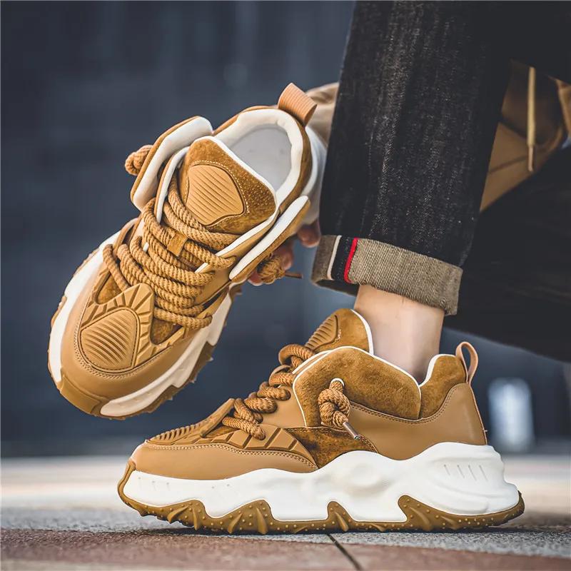 Vintage Bruna Herrars Vardagssneakers Vår och Höst Designer Chunky Sneakers Herrar Plattformsträningsskor Trendiga Street-skor Herr