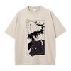 Anime Jujutsu Kaisen T-skjorter Vintage Vasket T-skjorte Harajuku Oversize Bomulls-T-skjorte Bomull Mote Streetwear Unisex Topp