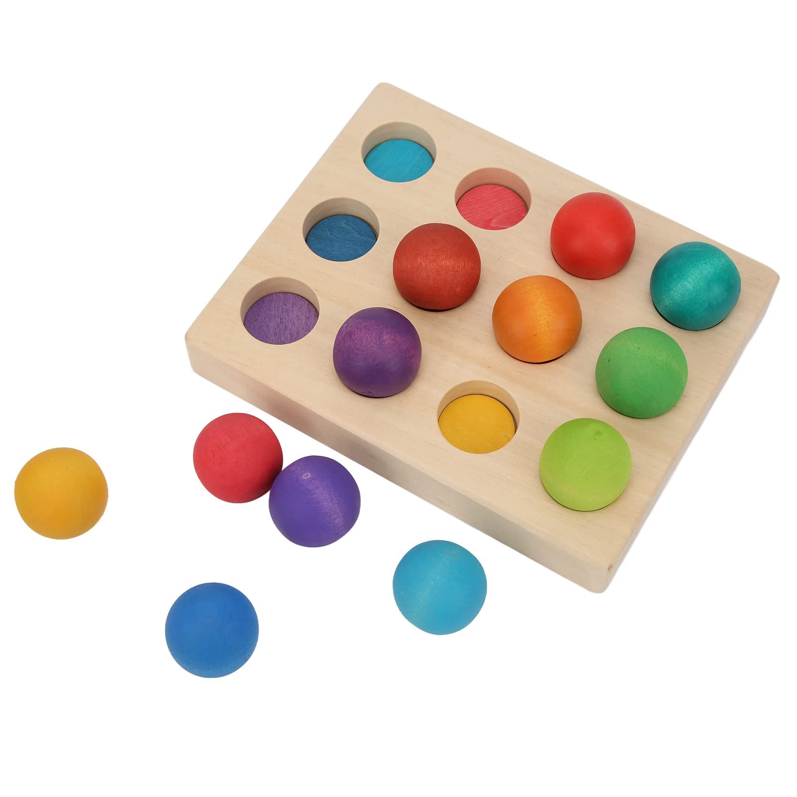 

Color Sorting Wood Color Sorting Pegboard 12 Includes Wooden Balls and Early Educational Durable and Balls, Game, Wooden, Colors, Tray, Toy,