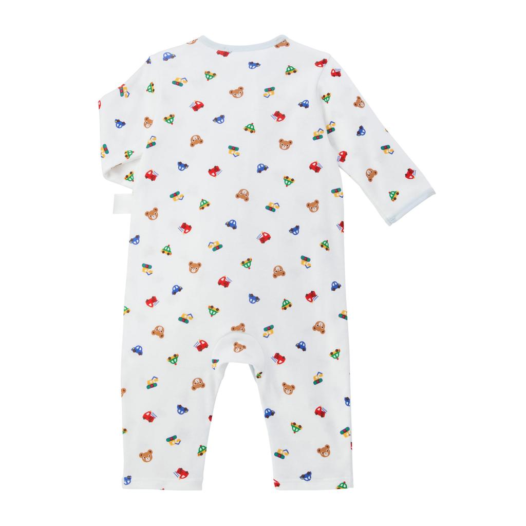 MIKI HOUSE Baby Coverall Made in for Boys and Baby Underwear, All-Over Print, 100% Cotton, Japan, Girls, Clothes, Newborn, 60cm, Blue, 40-2491-141
