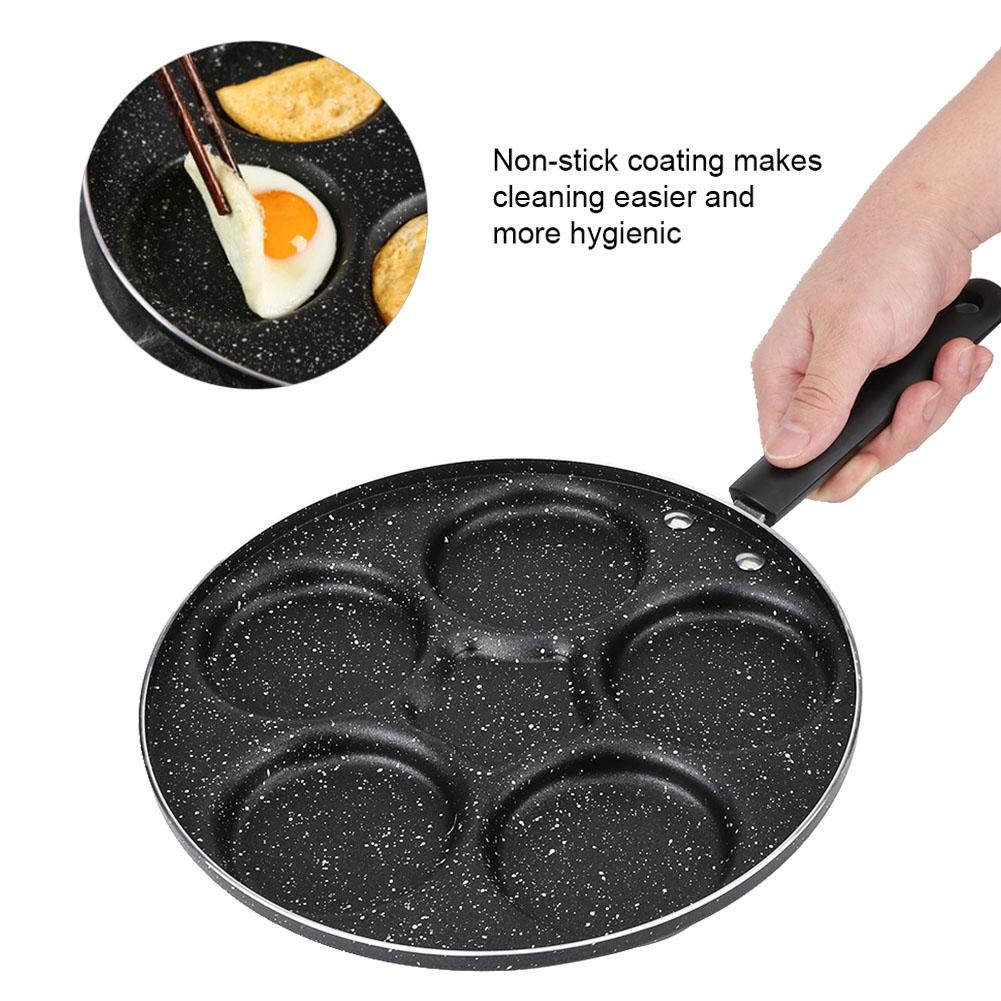 5 Round Holes Frying Pan Non Stick Eggs Cooking Pan Home Kitchen Cookware for Breakfast