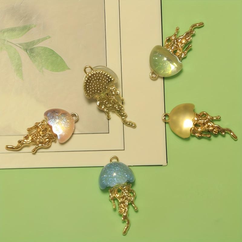 10Pcs Summer Jellyfish Alloy Pendants, Charms for Bracelet Earrings Necklace Keychain, Unisex DIY Beach Jewelry & Gift