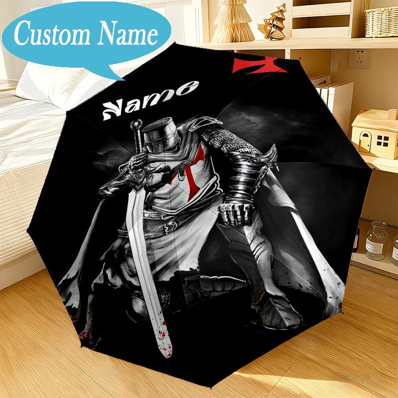 Custom Name Umbrella Knightly Valor Chivalry Umbrella 8-Frame for Travel, Camping, Casual Lightweight Portable, Essential for Family Gifts