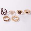 Digadagu 6 -Piece Set Brown Heart -Shaped Dripping Flower Ring Women 'S Popular Retro Ring Banquet Accessories