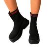 Flying knitted socks boots thick heel cigarette boots women's thick-soled muffin bottom short tube breathable short tube single boot large size Martin