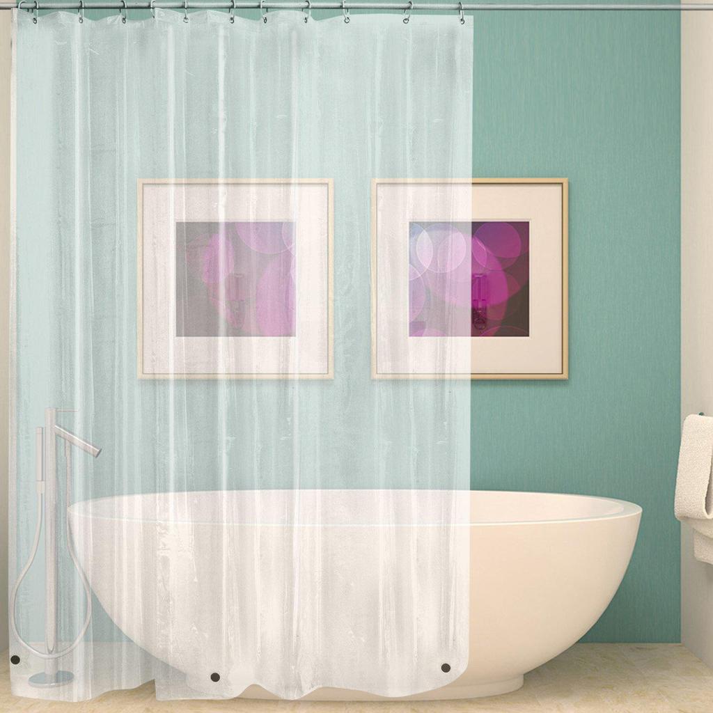 3D Printed PEVA Shower Curtain with Hooks – Thick, Waterproof, Mildew-Resistant Bathroom Partition