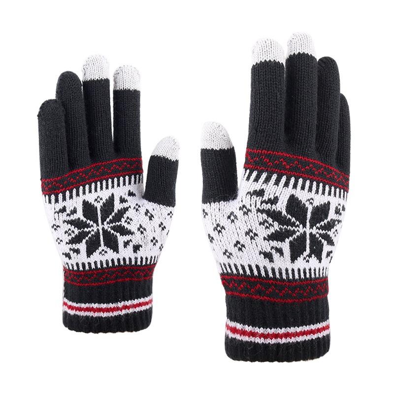 New Knitted Wool Snowflake Gloves Men and Women Autumn and Winter Warm Christmas Magic Gloves Adult