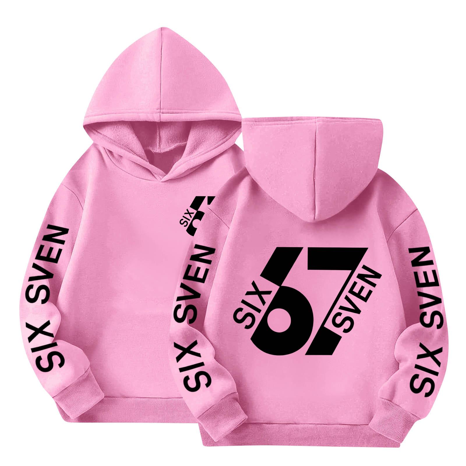 Jungen Bedrucktes Kapuzen-Langarm-Sweatshirt Lässiges Sport-Komfort-Sweatshirt 140 rosa