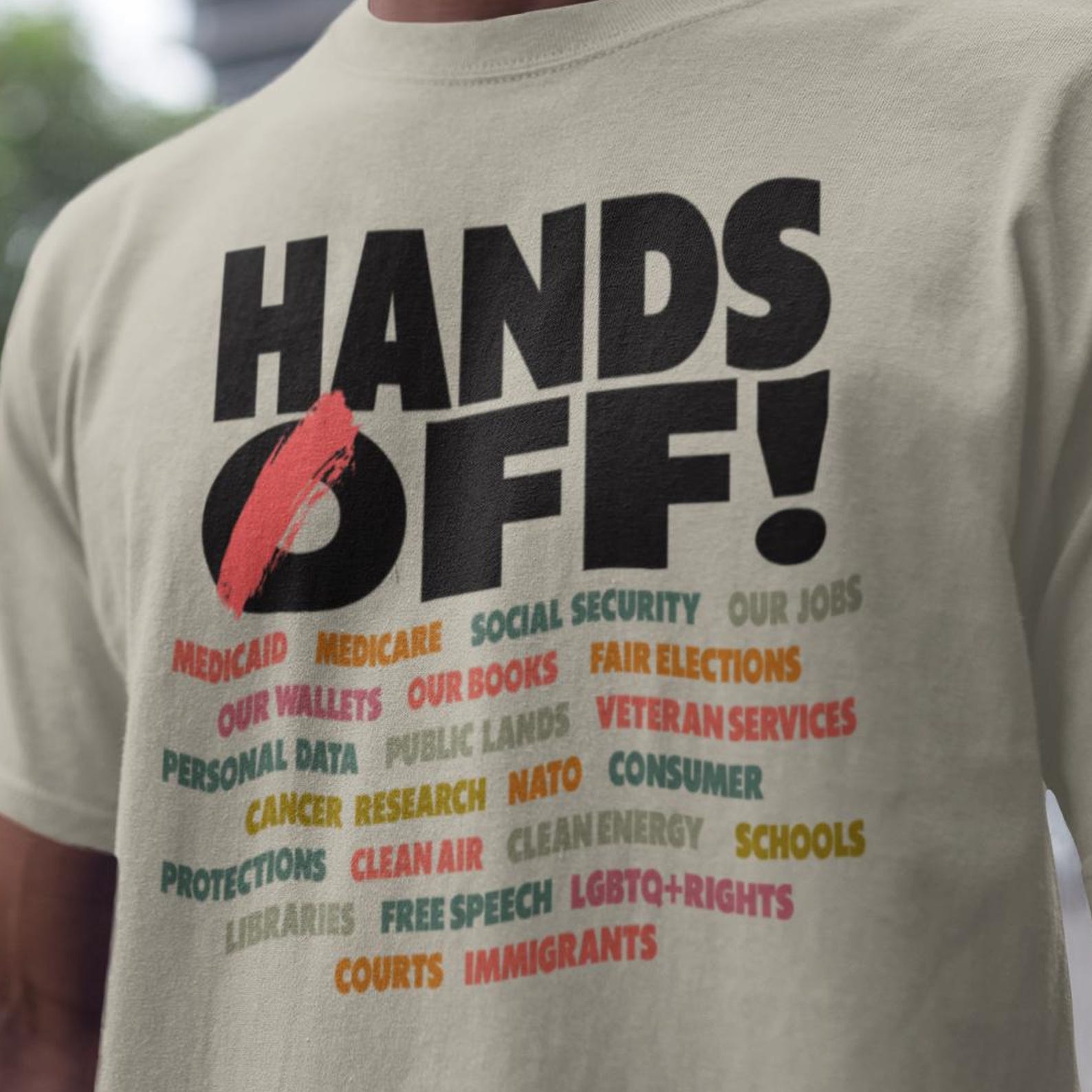 Hands Off Protest Shirt, Political Activism Tshirt, Save Public Lands, Medicare Social Security, Free Speech, Environmental Rights Tshirt 4XL