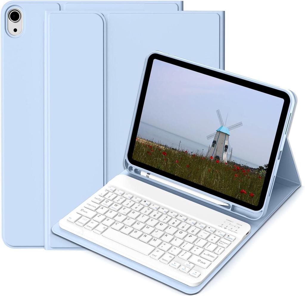iPad Air 11th Gen Leather Case with Magnetic Backlit Keyboard and Pen Holder - Fits Pro 11/10.9