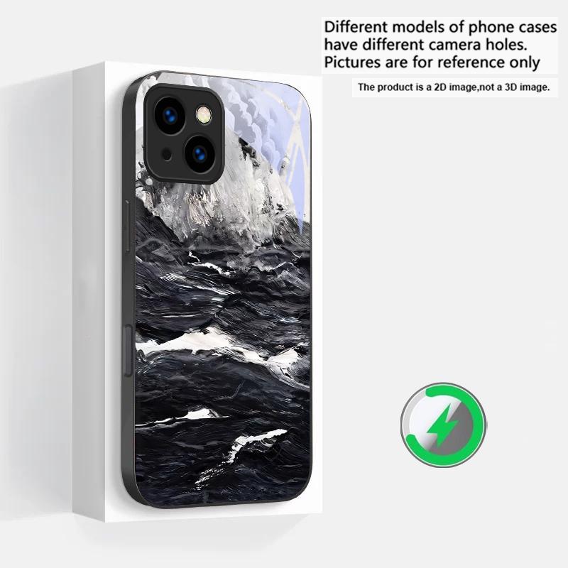 Abstract Modern Waves Suitable For iPhone 16E 17 Pro Max 15 Pro 14 13 Plus 12 Mini 11 16 Air 17Pro Magnetism Glass Phone Case