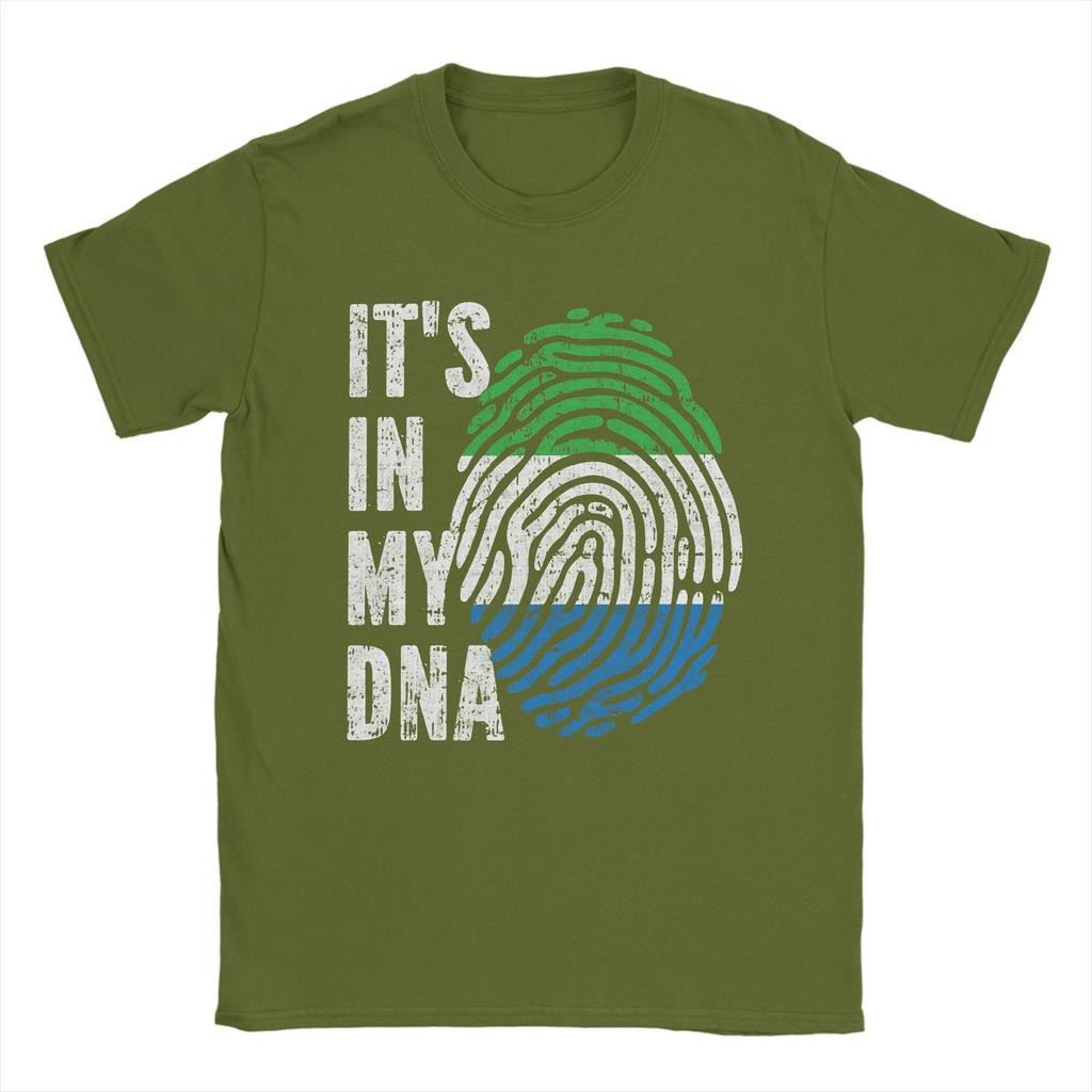 ITS IN MY DNA Sierra Leone Flag Roots TShirt Unisex Leisure Pure Cotton Tees Round Collar Short Sleeve T Shirts Gift Idea Tops